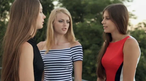 Attractive girls in dresses made selfie on the phone Stock Footage 59659265