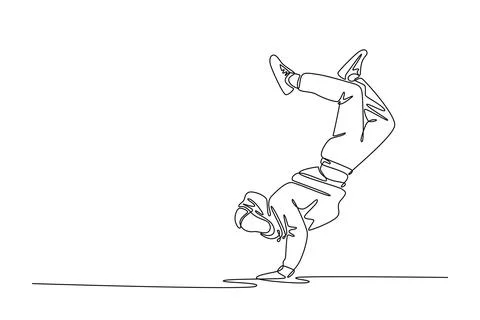 Attractive guy executing demanding one-handed handstand Stock Illustration