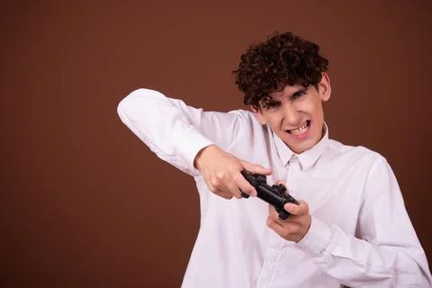 An attractive guy has different emotions. Foto stock