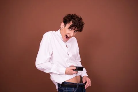 An attractive guy has different emotions. Stock Photos