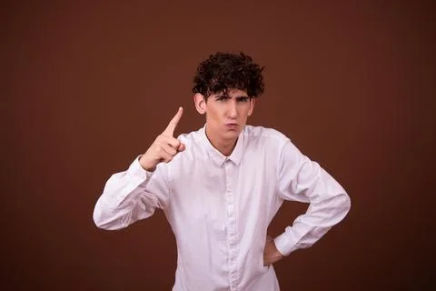 An attractive guy has different emotions. Stock-Fotos