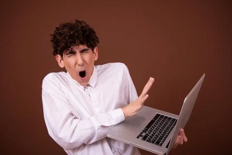 An attractive guy has different emotions. Stock Photos