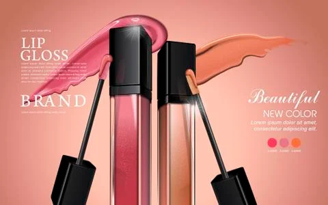 Attractive lip gloss ads Stock Illustration