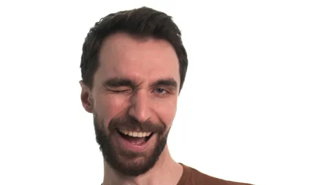 The attractive man blinks eye. slow motion Stock Footage 150722958