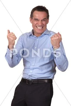 Attractive man with happy excited expression Stock Photos