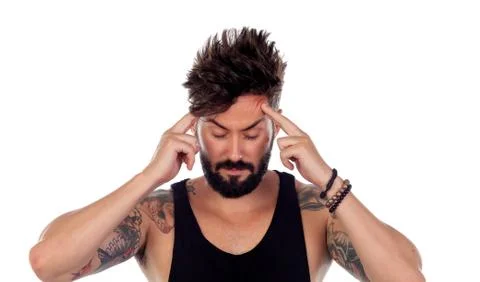 Attractive man with headache Stock Photos