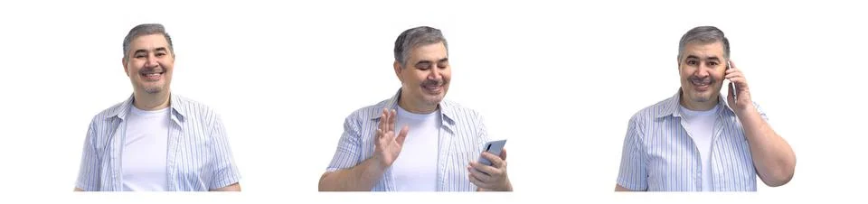 Attractive Man Smiling While Talking on the Phone - Isolated Images Stock Photos