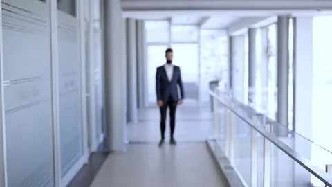 Attractive Man Walking Then Stops And Look To The Camera Stock Footage 76326853