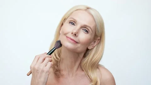 Attractive model lady prepare date apply tone base Stock Footage 162971680