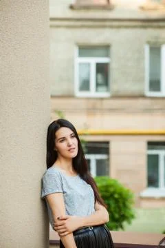 Attractive model posing in the street Stock Photos