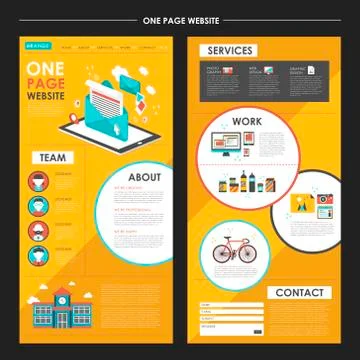 Attractive one page website template design with newsletter elements Stock Illustration