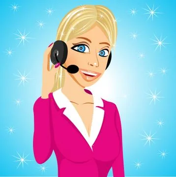 Attractive operator speaking into microphone 스톡 일러스트