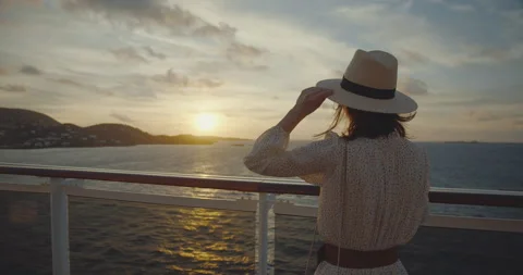 Attractive passenger at sunset Stock Footage 130571161