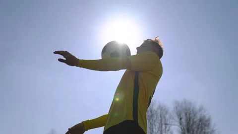 Attractive Player Doing Freestyle With Ball.   A Soccer Technique. Trick. Stock Footage 152080981
