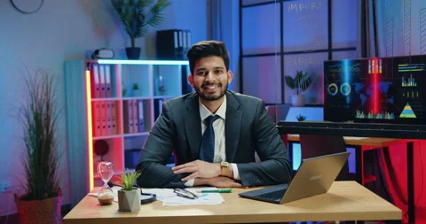 Attractive positive experienced smart stylish bearded businessman posing on Stock Footage 166636537