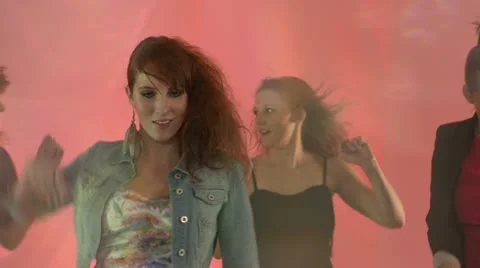 Attractive Red-Haired Girl Dancing At A Party Stock Footage 11521115
