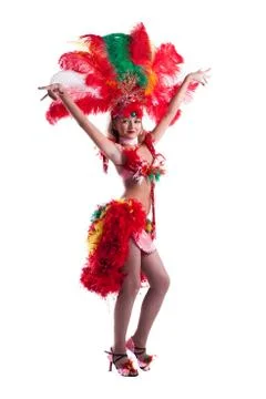 Attractive samba dancer posing in studio Stock Photos