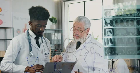 Attractive serious respected skilled bearded professor of medical university Stock Footage 160359825