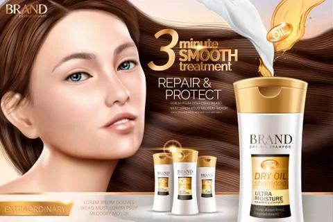 Attractive shampoo ad Stock-Illustration