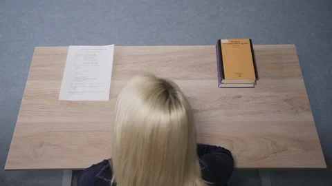 Attractive student reader test school work closeup applying casual education 4K Stock Footage 120056816