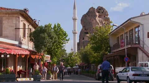 An attractive village in Central Turkey in the region of Cappadocia with Stock Footage