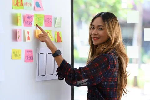 Attractive web developer planning application template layout framework for Stock Photos