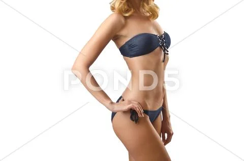Attractive woman in bikini on white - stock photo 421475