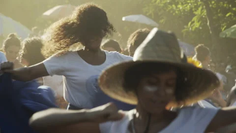 Attractive Woman Dancing Having Fun at Street Carnival of Rio de Janeiro Brazil Stock-Footage 102221972