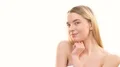 The attractive woman flirting on the white background 4k or 4k+ Resolution