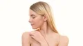 The attractive woman posing on the white background. slow motion 4k or 4k+ Resolution