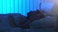 The attractive woman sleeping near the man. night time 4k or 4k+ Resolution
