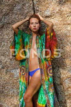 Attractive woman in summer clothes Stock Photos