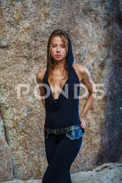 Attractive woman in summer clothes Stock Photos