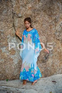 Attractive woman in summer clothes Stock Photos