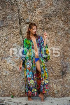 Attractive woman in summer clothes Stock Photos