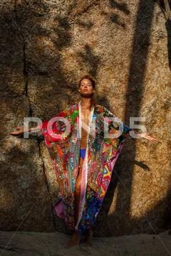Attractive woman in summer clothes Stock Photos
