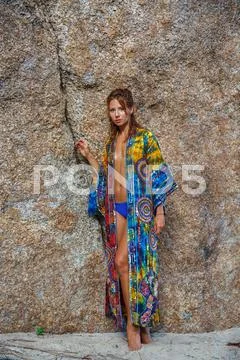 Attractive woman in summer clothes Stock Photos
