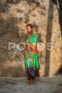 Attractive woman in summer clothes Stock Photos