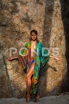 Attractive woman in summer clothes Stock Photos