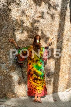 Attractive woman in summer clothes Stock Photos