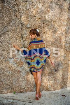 Attractive woman in summer clothes Stock Photos