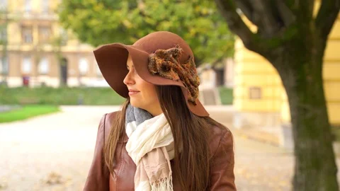 Attractive woman using elegant clothes walking at Zagreb, Croatia. Video stock 119609332