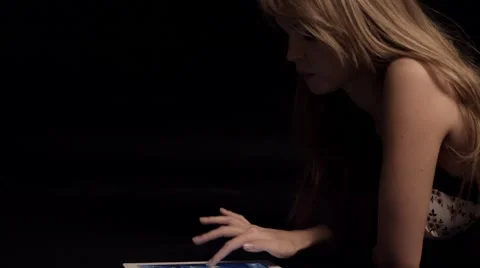 Attractive woman using tablet computer touchscreen Stock Footage 58712383