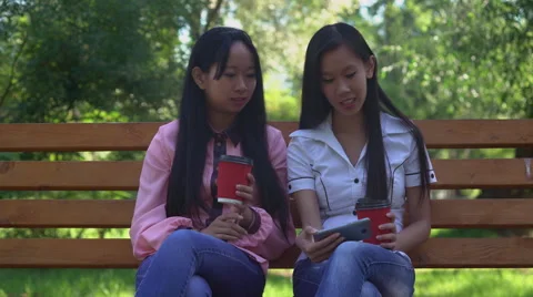 Attractive women spend free time at the open air Stock Footage