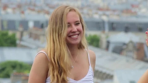 Attractive young blond posing Stock Footage 78499480