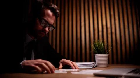 Attractive young guy is solving a problem Foto stock