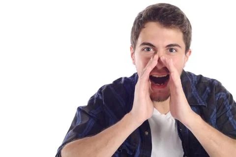 Attractive young man shouting Stock Photos