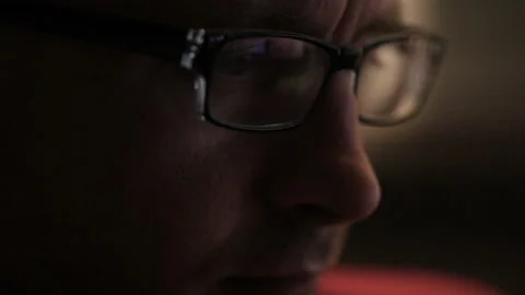 Attractive young man using smart phone chat typing browsing reflection eye Stock-Footage 104411855