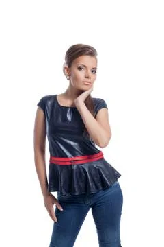 Attractive young model posing in stylish clothes Stock Photos