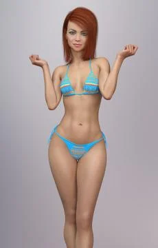 Attractive young woman posing in bikini Illustrazione stock